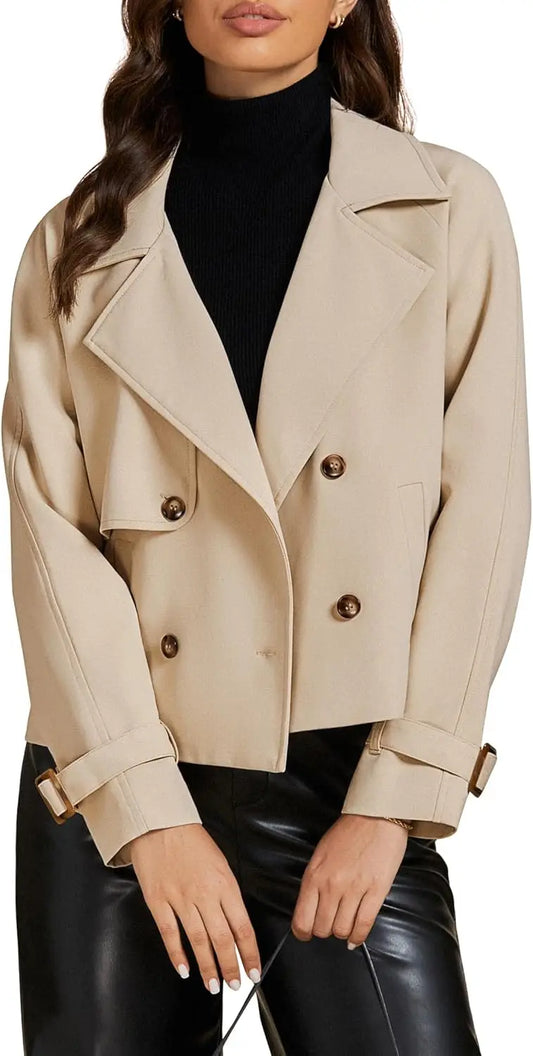 Luvamia cropped Trench Coat with Pockets